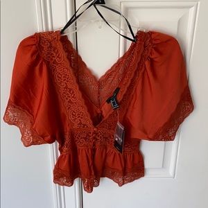 Burnt orange forever 21 low cut top